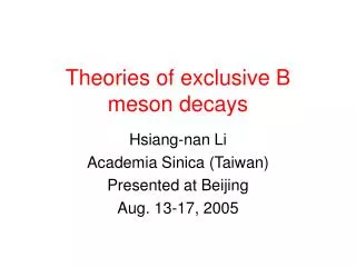 Theories of exclusive B meson decays