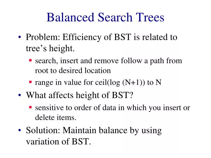 balanced search trees