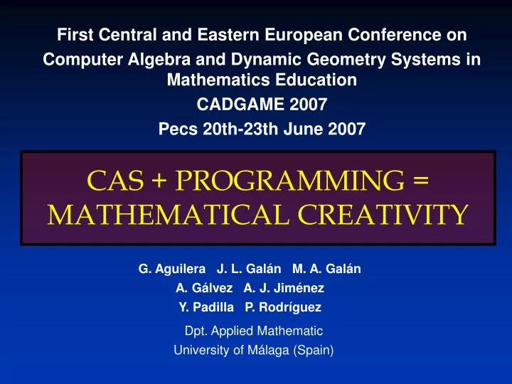cas programming mathematical creativity