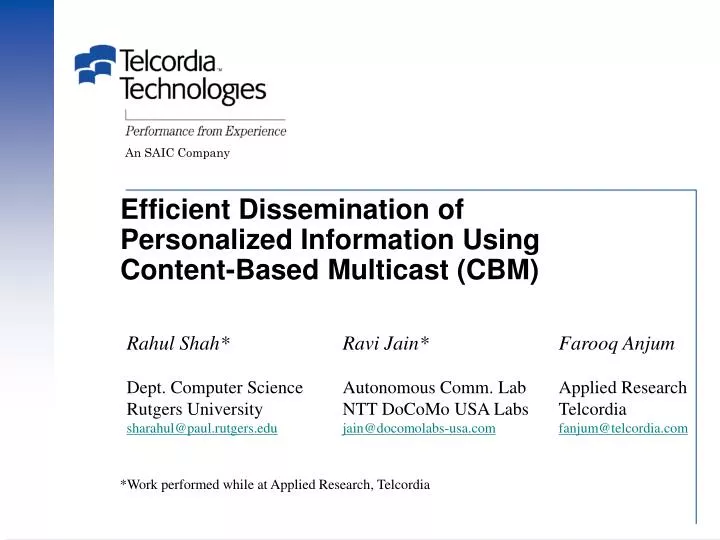 efficient dissemination of personalized information using content based multicast cbm