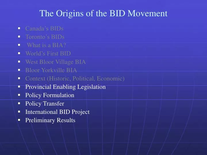 the origins of the bid movement