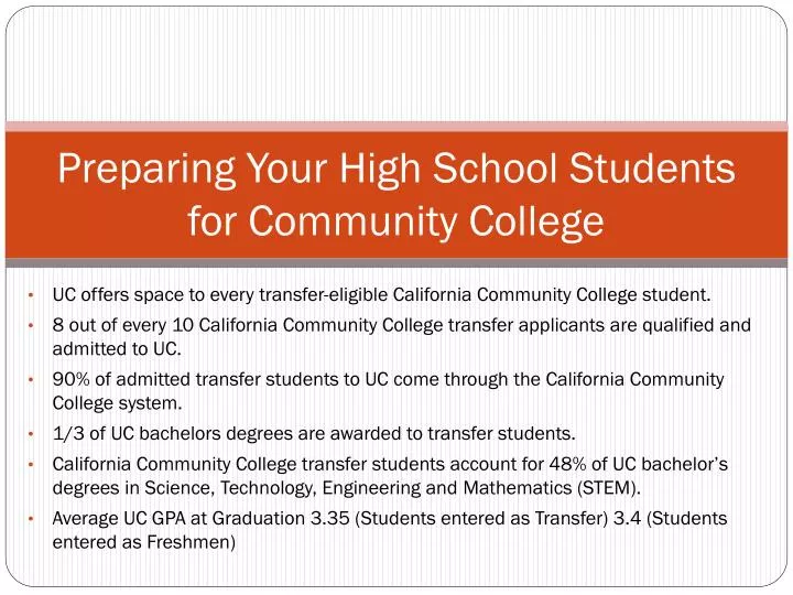 preparing your high school students for community college