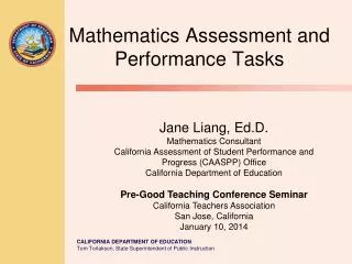 Mathematics Assessment and Performance Tasks