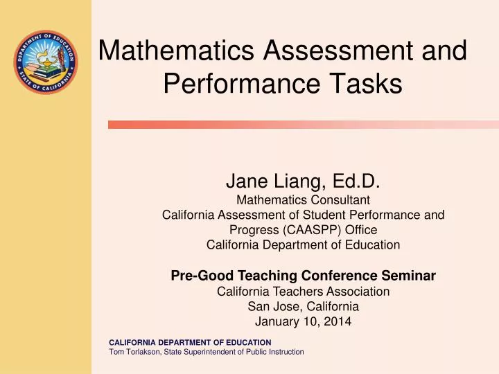 mathematics assessment and performance tasks