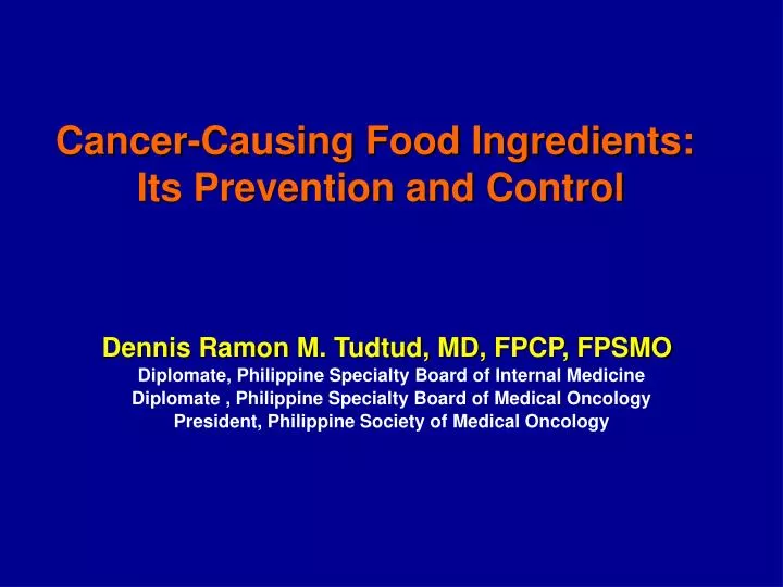cancer causing food ingredients its prevention and control