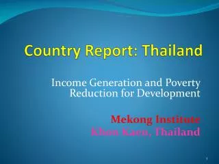 Country Report: Thailand