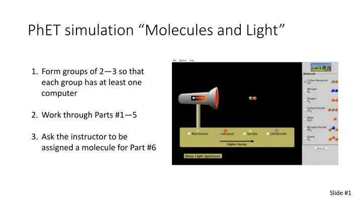phet simulation molecules and light