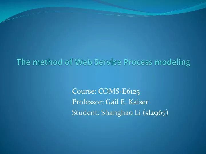 the method of web service process modeling