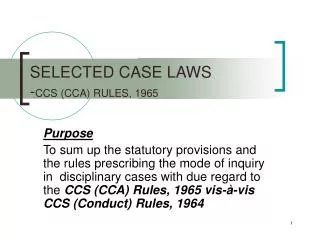 SELECTED CASE LAWS - CCS (CCA) RULES, 1965