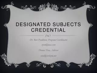 Designated Subjects Credential