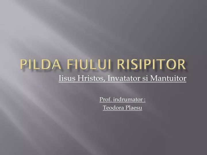 pilda fiului risipitor