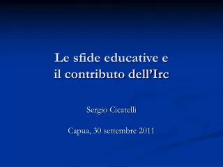 le sfide educative e il contributo dell irc
