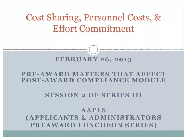 cost sharing personnel costs effort commitment