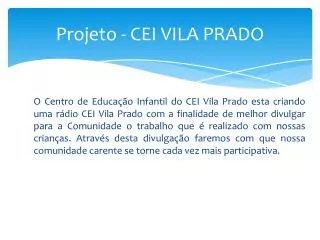 projeto cei vila prado