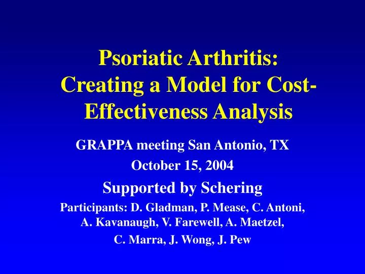 psoriatic arthritis creating a model for cost effectiveness analysis