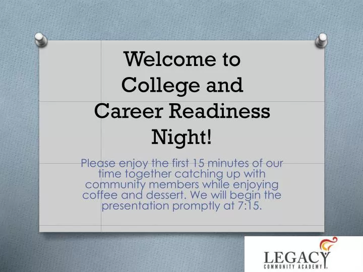 welcome to college and career readiness night