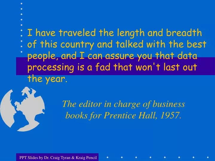 the editor in charge of business books for prentice hall 1957