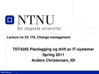 Lecture no 23: ITIL Change management