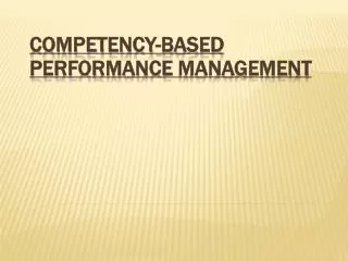 Competency-Based Performance Management