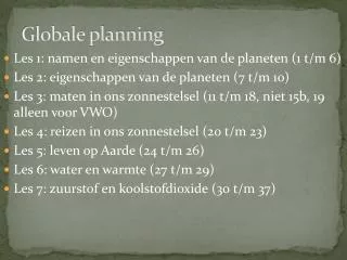 globale planning