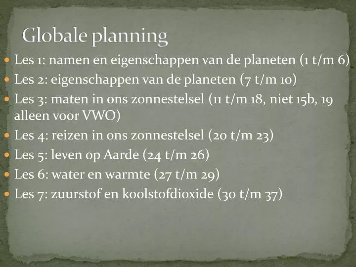 globale planning