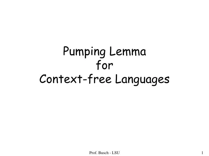 pumping lemma for context free languages