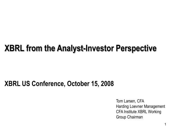 xbrl from the analyst investor perspective
