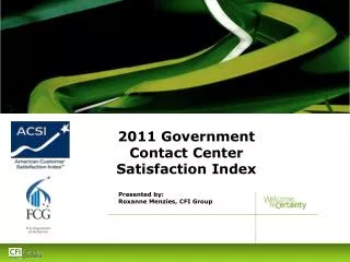 2011 Government Contact Center Satisfaction Index