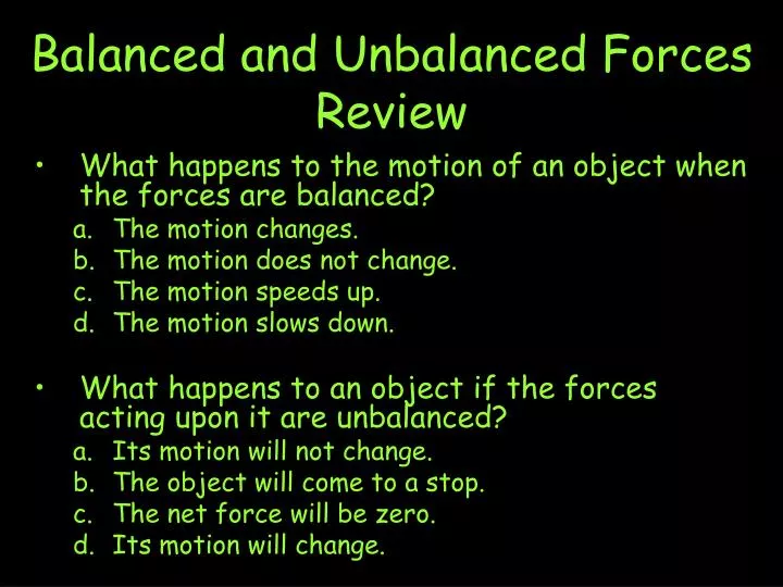 balanced and unbalanced forces review
