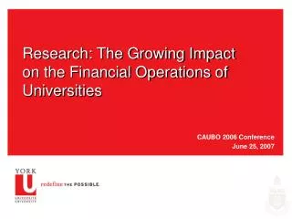 Research: The Growing Impact on the Financial Operations of Universities