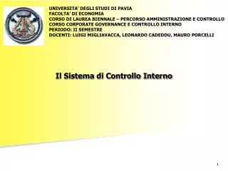 il sistema di controllo interno