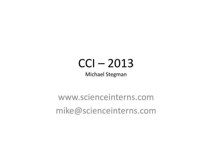 cci 2013 michael stegman