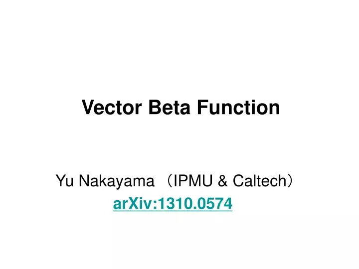 vector beta function