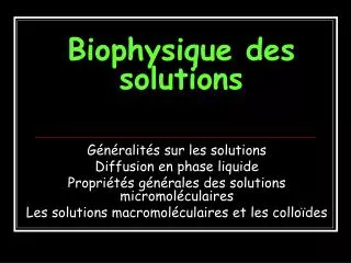 biophysique des solutions