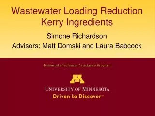 Wastewater Loading Reduction Kerry Ingredients