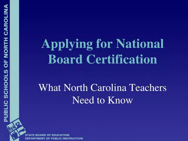 applying for national board certification