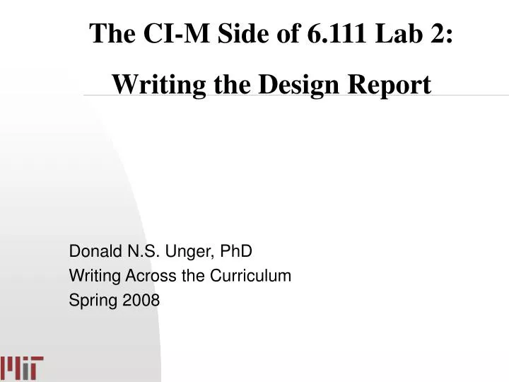 donald n s unger phd writing across the curriculum spring 2008