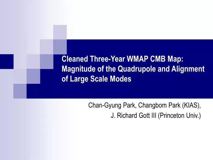 cleaned three year wmap cmb map magnitude of the quadrupole and alignment of large scale modes