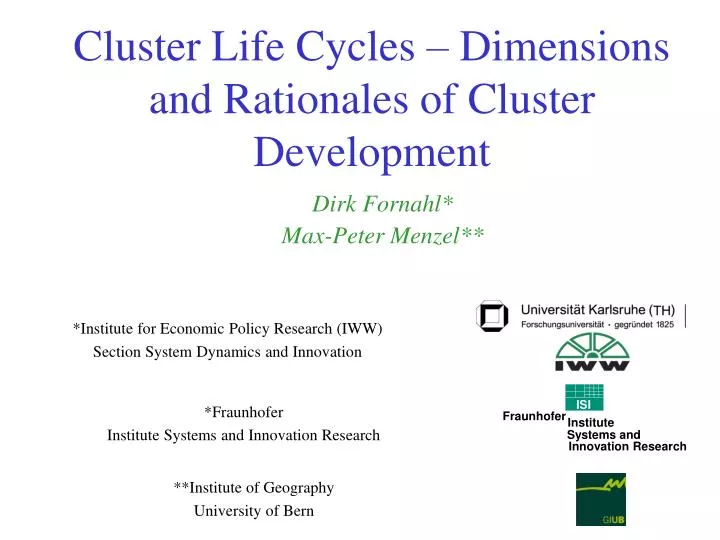 cluster life cycles dimensions and rationales of cluster development