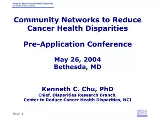 Community Networks to Reduce Cancer Health Disparities through Education, Research and Training