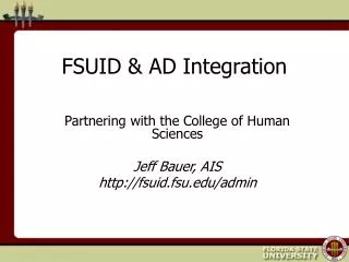 FSUID &amp; AD Integration