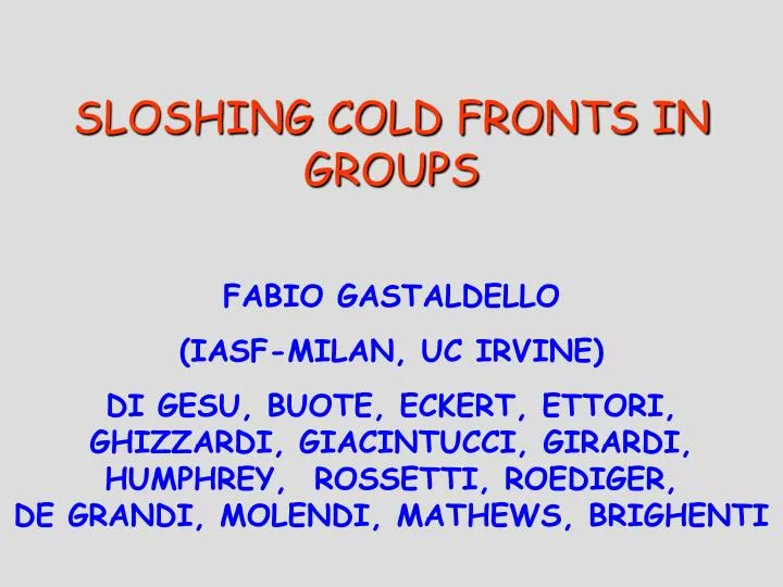 sloshing cold fronts in groups