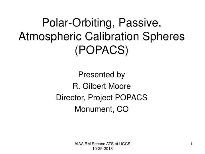 polar orbiting passive atmospheric calibration spheres popacs