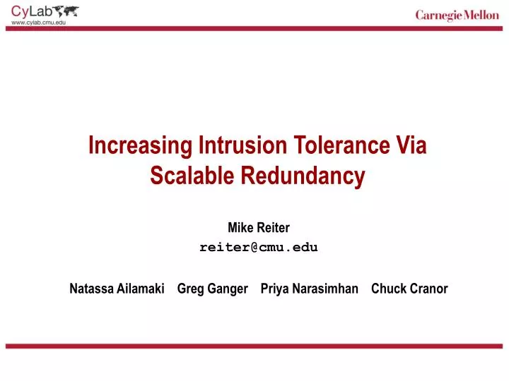 increasing intrusion tolerance via scalable redundancy