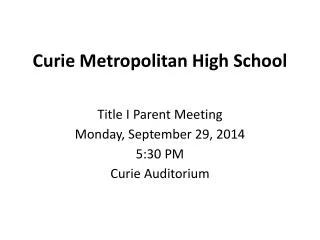 Curie Metropolitan High School