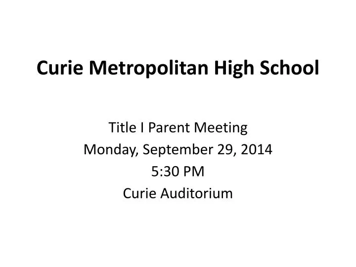 curie metropolitan high school