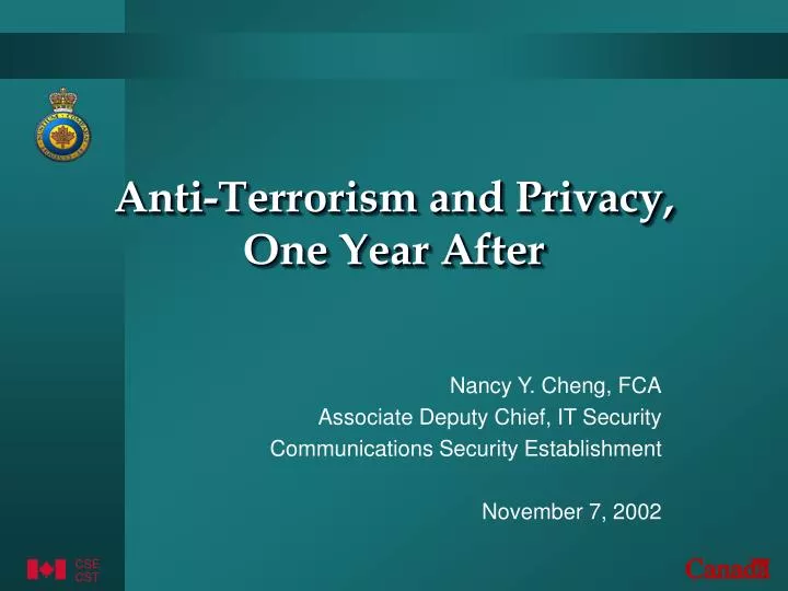 anti terrorism and privacy one year after