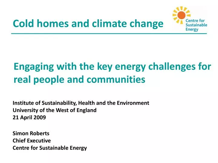 engaging with the key energy challenges for real people and communities