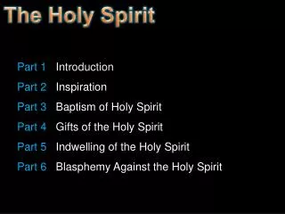 Part 1 Introduction Part 2 Inspiration Part 3 Baptism of Holy Spirit