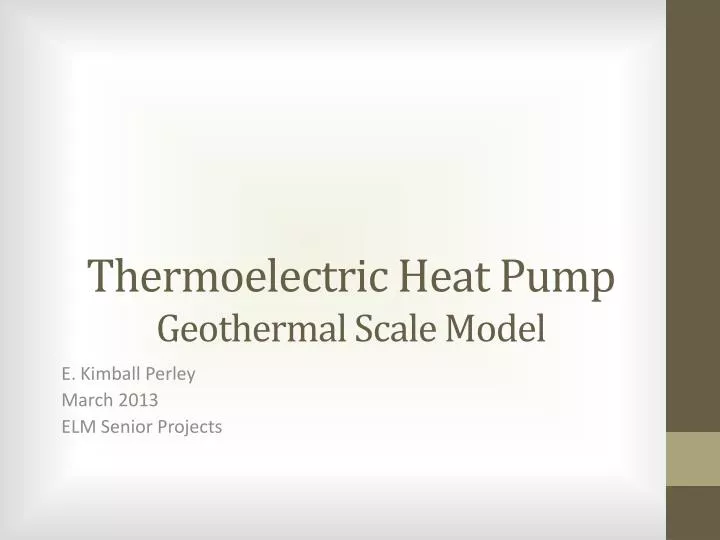 thermoelectric heat pump geothermal scale model